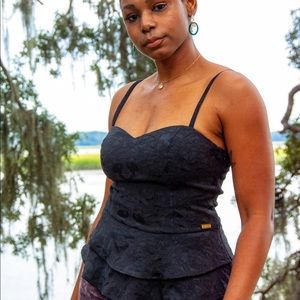 Black Guess Peplum Top